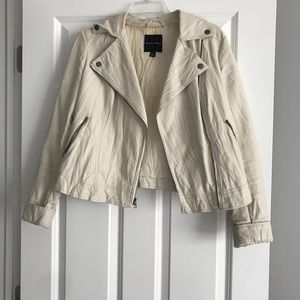 White/Off White Faux Leather Jacket